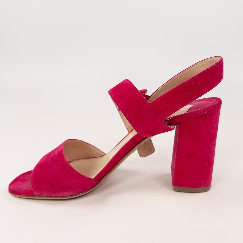 Prada Fuchsia Suede Block Heel Ankle Strap Sandals Size 39 - Picture 5 of 8